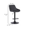 Metal and Leatherette Bar Stool with Adjustable Height, Black By Casagear Home