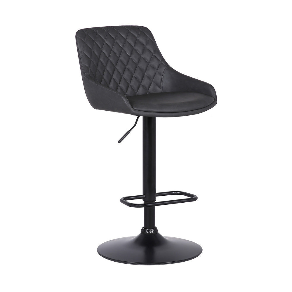 Barstool | Metal & Faux Leather | Adjustable Height | Black
