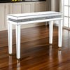 Mirror Inlay Sofa Table with Faux Crystal Accents Silver By Casagear Home BM238106