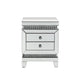 2 Drawer Mirror Inlay Accent Table with Faux Crystal Accents Silver BM238107