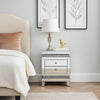 2 Drawer Mirror Inlay Accent Table with Faux Crystal Accents, Silver
