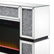 Electric Fireplace with Mirror Panel Framing and Faux Crystals Inlay,Silver BM238110