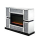 Electric Fireplace with Mirror Panel Framing and Faux Crystals Inlay,Silver