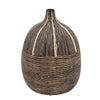 Ceramic Vase | Bellied Shape | Textured Lines | Brown