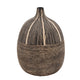 Ceramic Vase | Bellied Shape | Textured Lines | Brown
