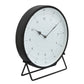 Metal Round Shaped Table Clock with Dual Curved Base, Black By Casagear Home