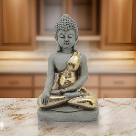 Sitting Buddha Design Resin Accent Decor, Gray By Casagear Home