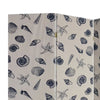 71 Inch 3 Panel Fabric Room Divider with Seashell Print, Blue
