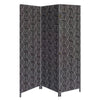 71 Inch 3 Panel Fabric Room Divider with Geometric Print, Black
