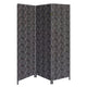 71 Inch 3 Panel Fabric Room Divider with Geometric Print, Black