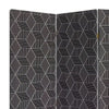 71 Inch 3 Panel Fabric Room Divider with Geometric Print Black BM238284