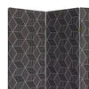 71 Inch 3 Panel Fabric Room Divider with Geometric Print, Black