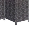 71 Inch 3 Panel Fabric Room Divider with Geometric Print Black BM238284