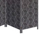 71 Inch 3 Panel Fabric Room Divider with Geometric Print Black BM238284