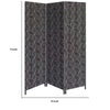 71 Inch 3 Panel Fabric Room Divider with Geometric Print Black BM238284