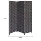 71 Inch 3 Panel Fabric Room Divider with Geometric Print Black BM238284