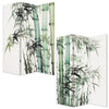 72 Inch 3 Panel Canvas Room Divider with Bamboo Print,Multicolor BM238286