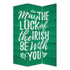 72 Inch 3 Panel Canvas St Patricks Day Print Room Divider,Green BM238287