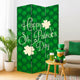 72 Inch 3 Panel Canvas St Patricks Day Print Room Divider,Green