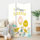 72 Inch 3 Panel Canvas Room Divider with Easter Print,Multicolor