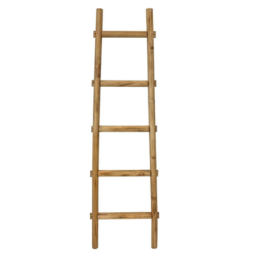 59 Inch Wooden Decorative Ladder with 5 Steps, Brown