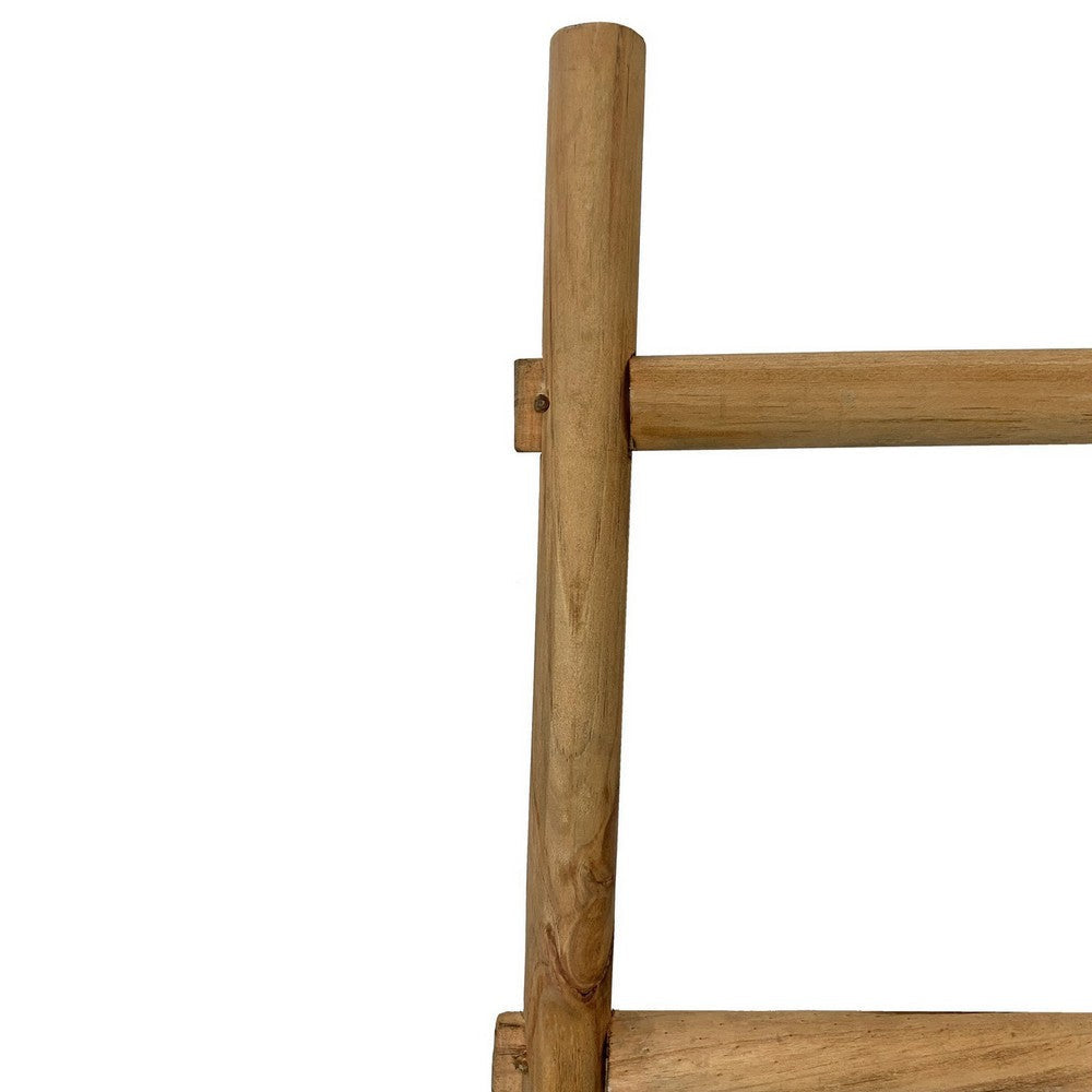 59 Inch Wooden Decorative Ladder with 5 Steps Brown BM238296