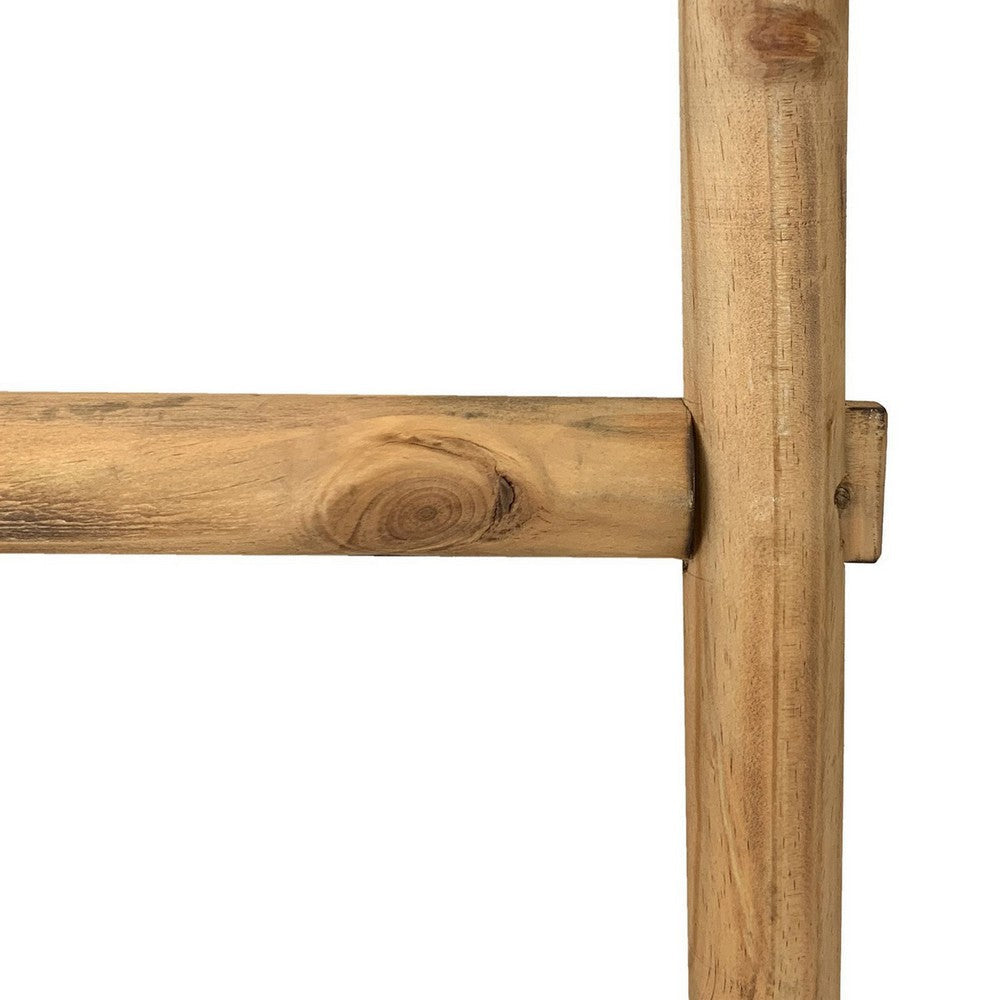 59 Inch Wooden Decorative Ladder with 5 Steps Brown BM238296