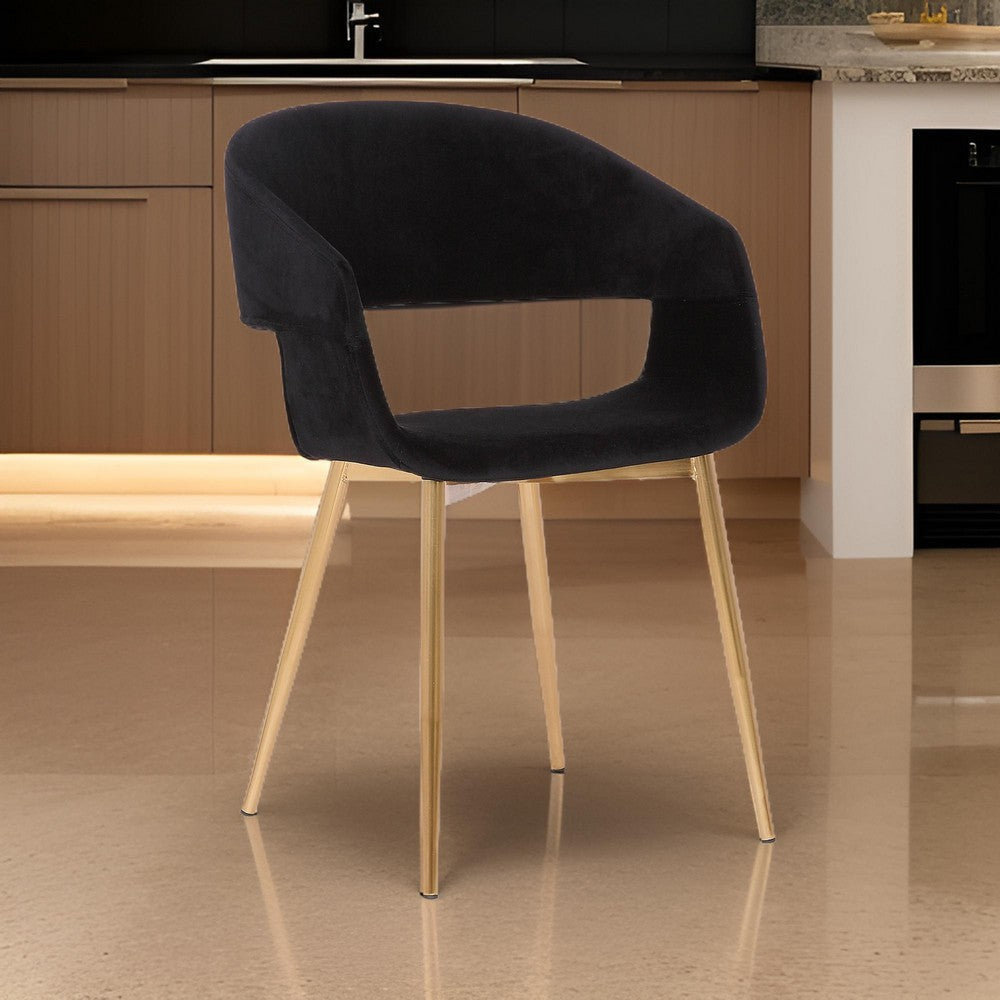 Dining Accent Chair | Upholstered | Metal Legs | Open Back | Black