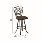 Metal Scroll Design Open Back Barstool with Fabric Padded Seat, Gray - BM238332 By Casagear Home