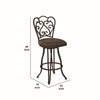 Metal Scroll Design Open Back Barstool with Fabric Padded Seat Gray - BM238332 By Casagear Home BM238332