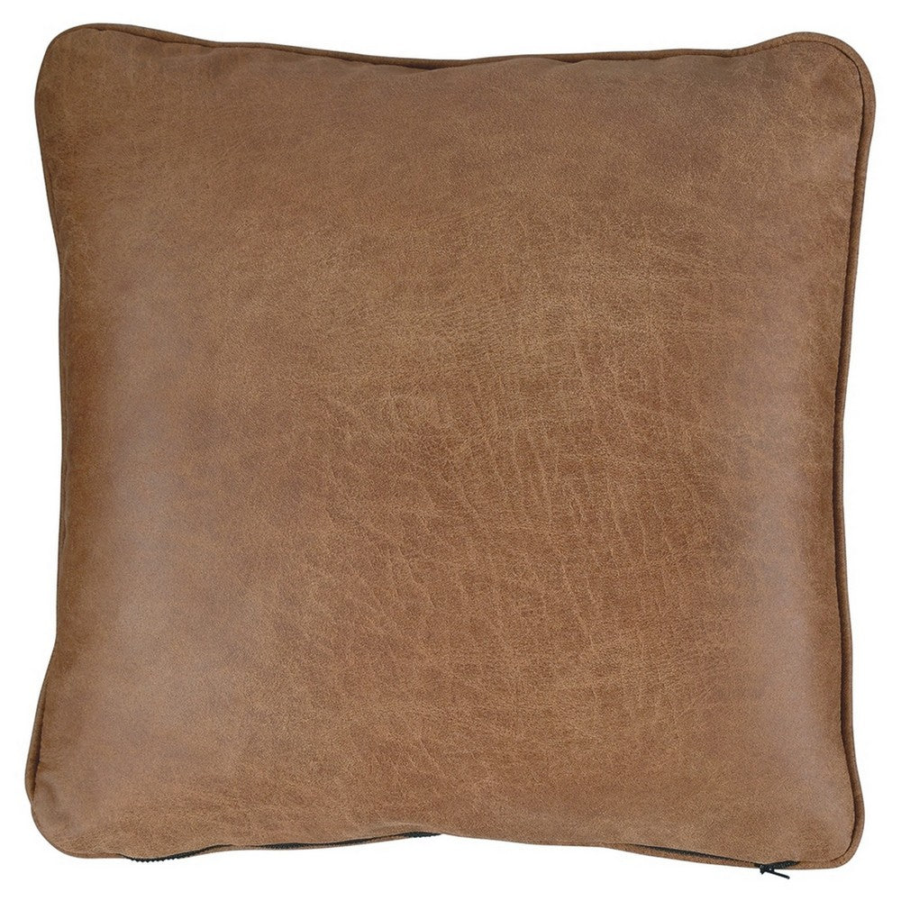 Accent Pillow | 20 x 20 | Faux Leather | Set of 4 | Brown