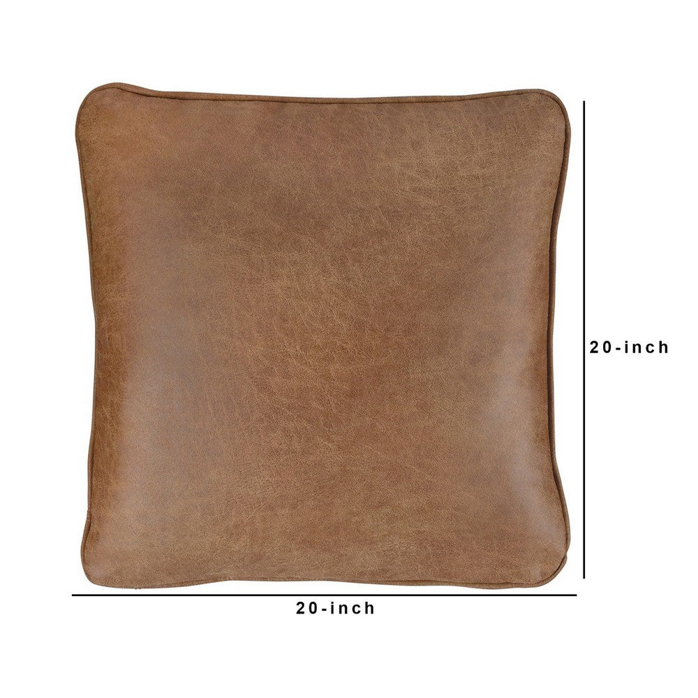 Accent Pillow | 20 x 20 | Faux Leather | Set of 4 | Brown