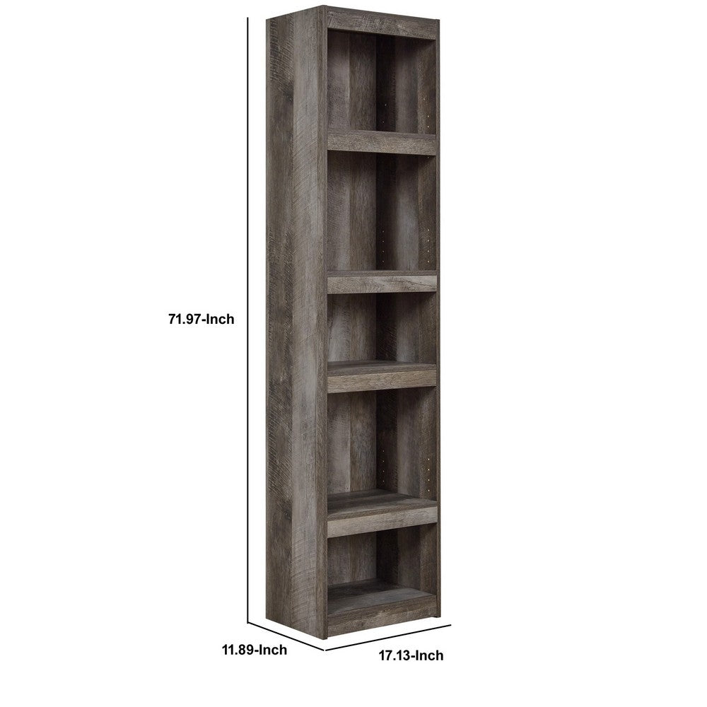 Pier Shelf | 72’’ | 5 Tier Wood | Adjustable Shelves | Gray BM238403