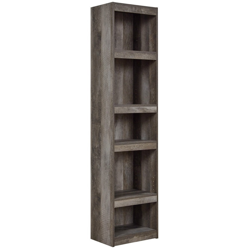 Pier Shelf | 72’’ | 5 Tier Wood | Adjustable Shelves | Gray BM238403