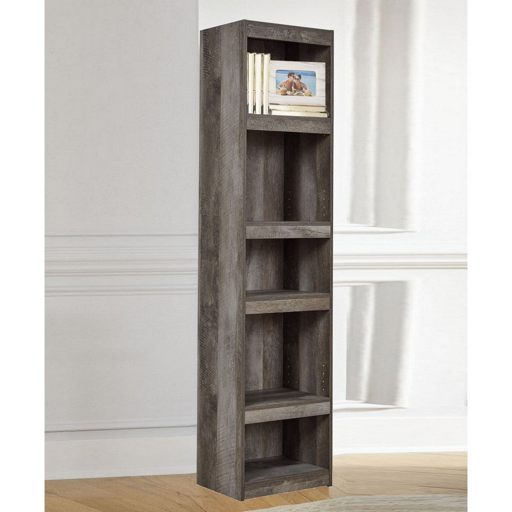 Pier Shelf | 72" | 5 Tier Wood | Adjustable Shelves | Gray