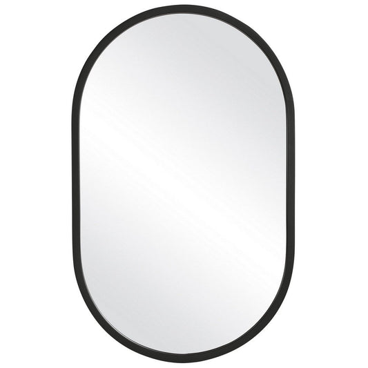 20 Inch Contemporary Style Oblong Shape Mirror, Black By Casagear Home