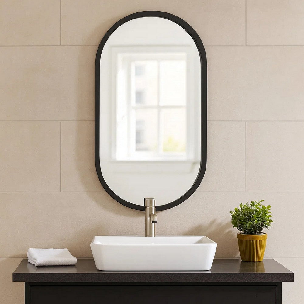 Mirror | 20" | Contemporary | Oblong Shape | Black