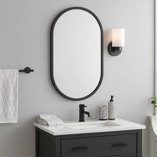 Mirror | 20" | Contemporary | Oblong Shape | Black