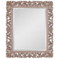 Rectangular Filigree Carved Wooden Frame Mirror, Natural Brown By Casagear Home