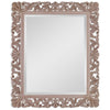 Rectangular Filigree Carved Wooden Frame Mirror, Natural Brown By Casagear Home