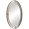 Sleek Open Double Metal Frame Oval Mirror Rustic Bronze BM239289