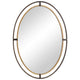 Sleek Open Double Metal Frame Oval Mirror, Rustic Bronze