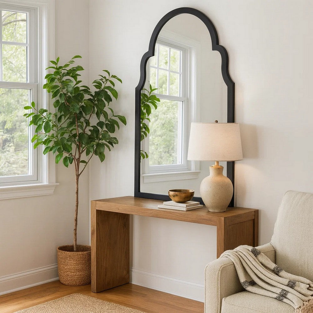 Mirror | Quatrefoil Frame | Sleek Elongated | Black