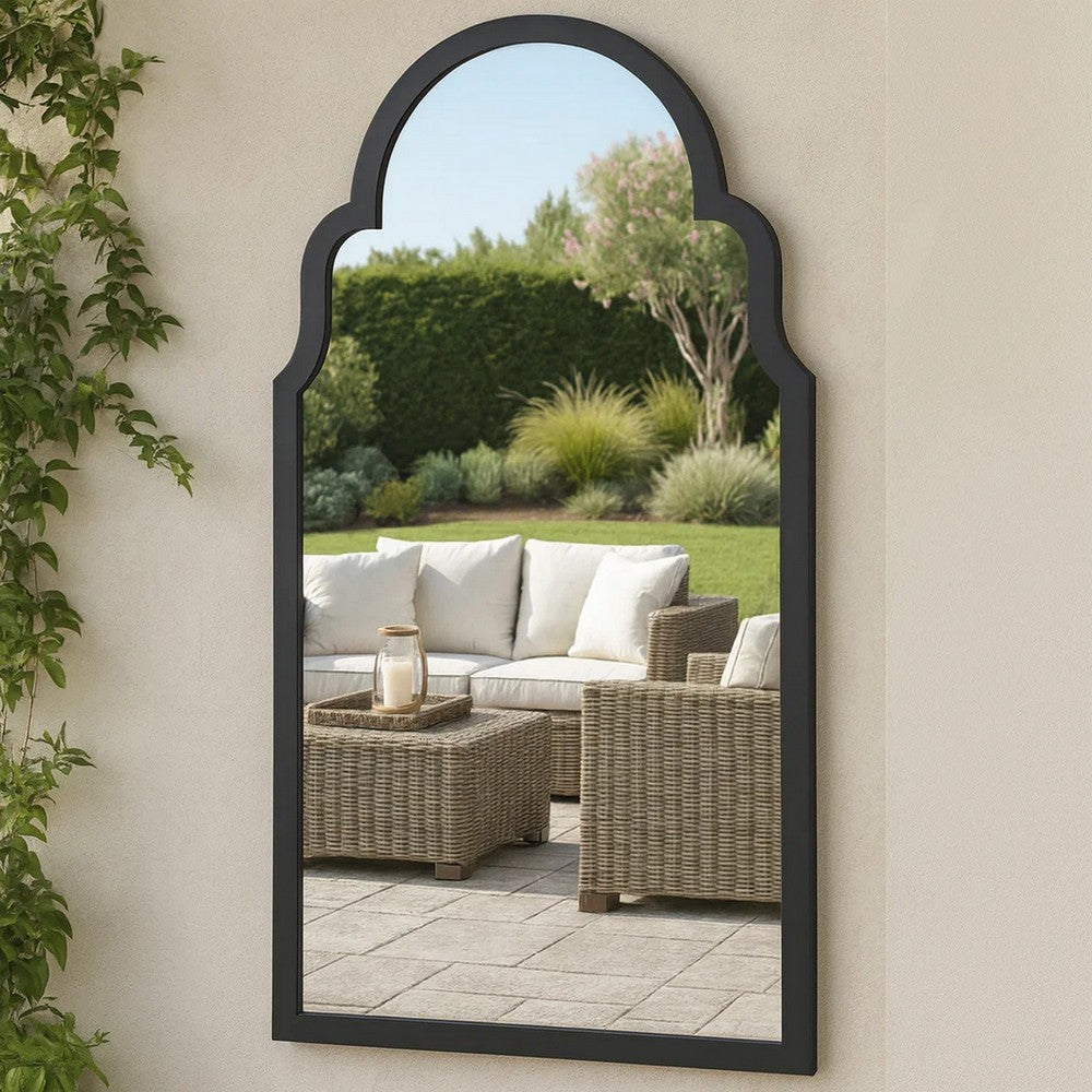 Mirror | Quatrefoil Frame | Sleek Elongated | Black