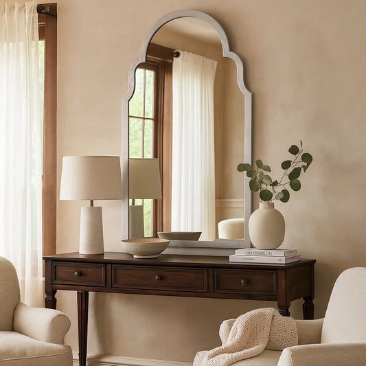 Mirror | Quatrefoil Frame | Sleek Elongated | Silver
