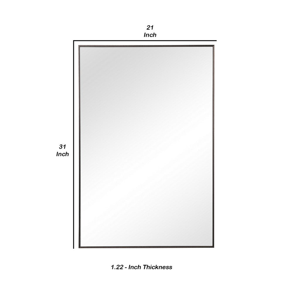 Rectangular Thin Wooden Frame Mirror Gunmetal Gray By Casagear Home BM239302