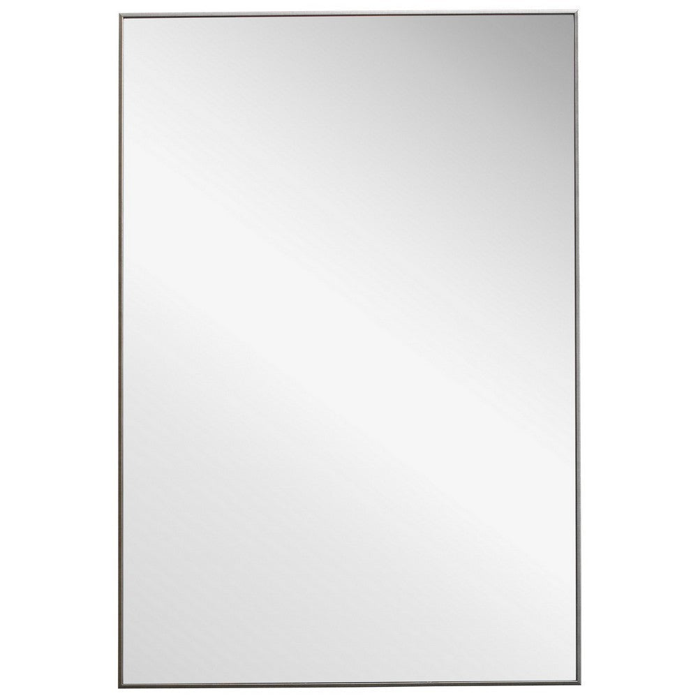 Mirror | Rectangular Thin Wood Frame | Silver
