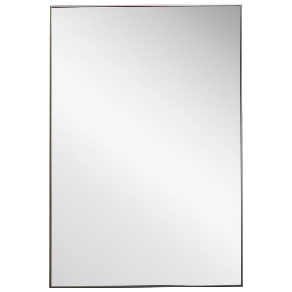 Rectangular Thin Wooden Frame Mirror, Silver By Casagear Home