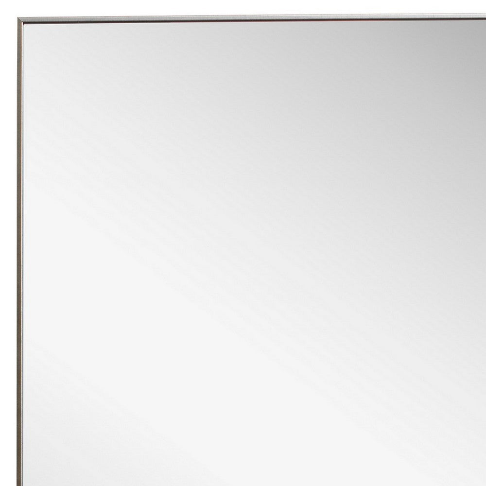 Rectangular Thin Wooden Frame Mirror, Silver By Casagear Home