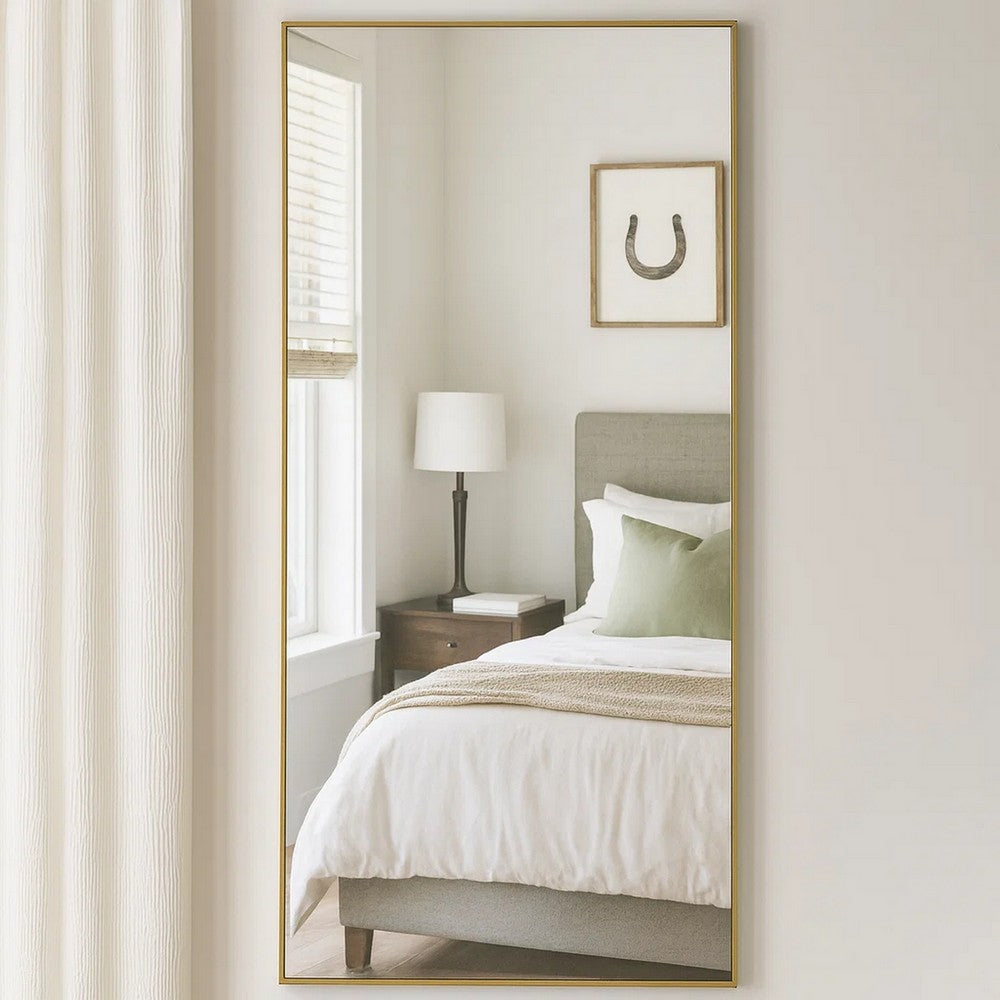 Mirror | Rectangular Thin Wood Frame | Silver